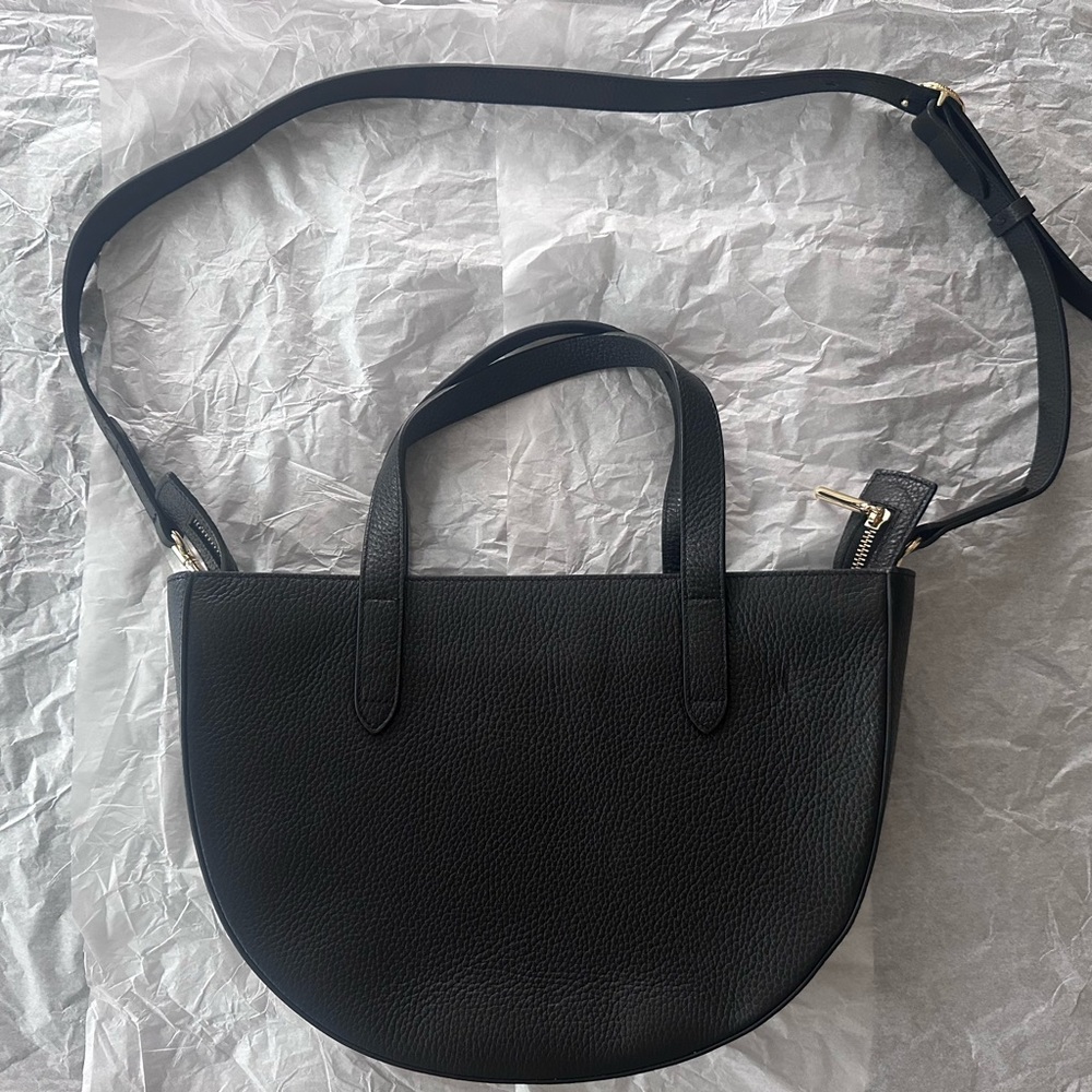 Cuyana Black Leather Semi-Circle bag